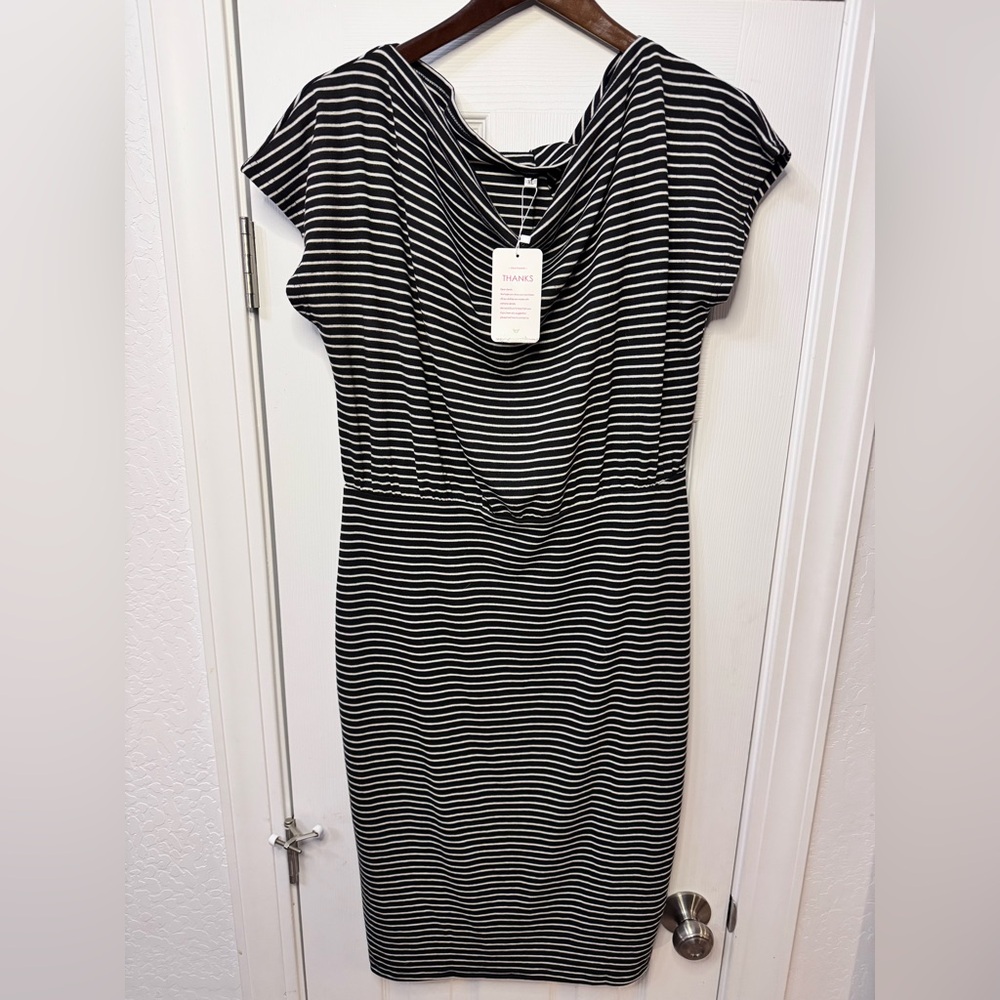 NWT Black & White Striped Stretchy Dress
